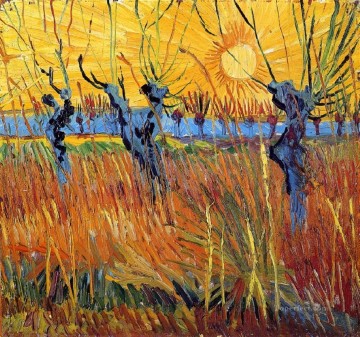 Pollard Willows and Setting Sun Vincent van Gogh Oil Paintings